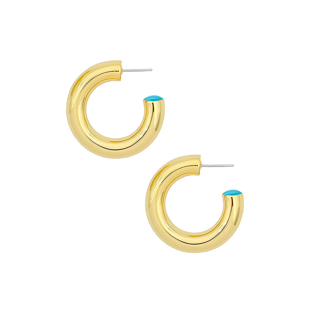Mini Fern Hollow Hoop Earrings