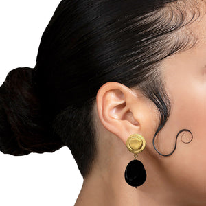 Katie Black Agate Earrings