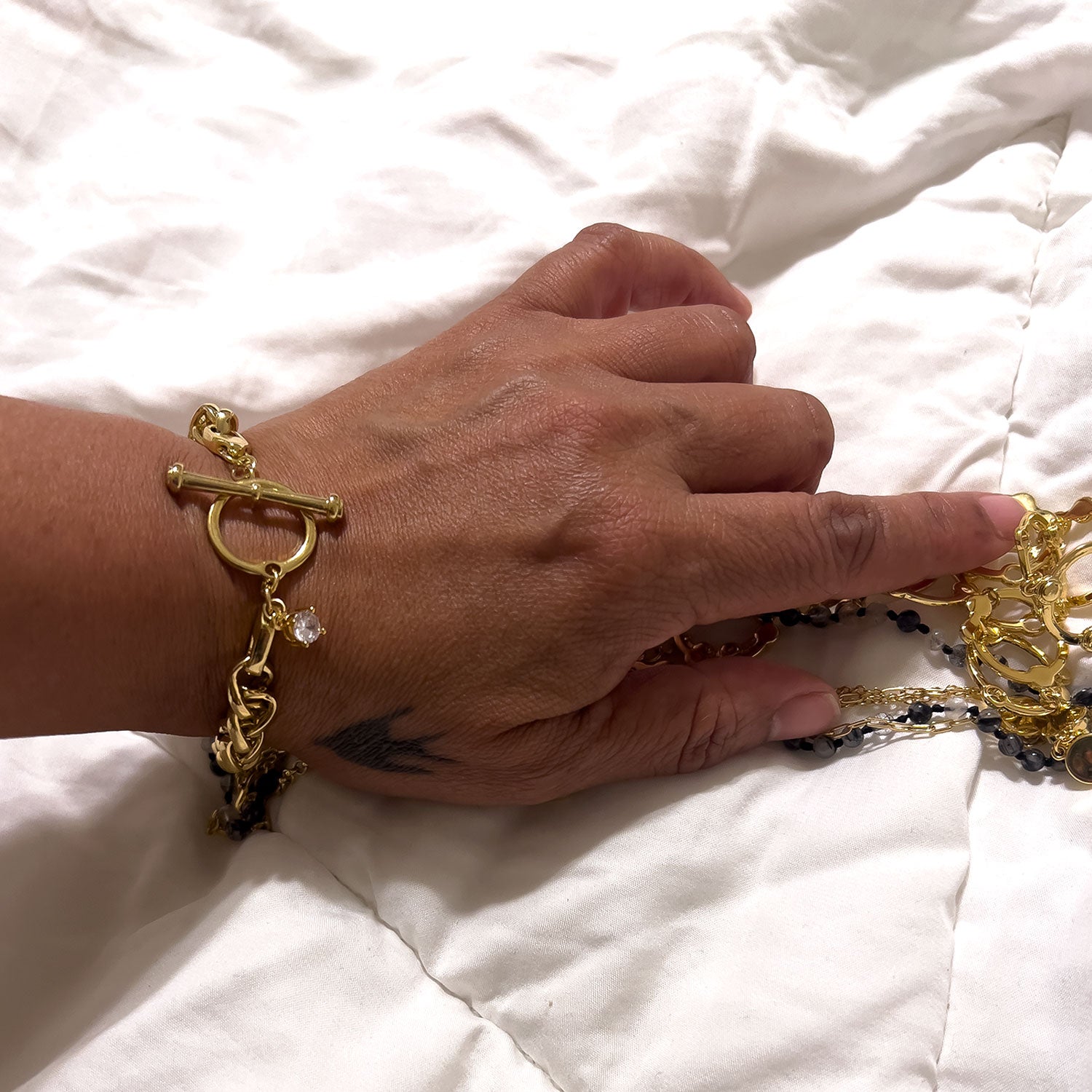 Andreas Wheat Chain Toggle Closure Bracelet
